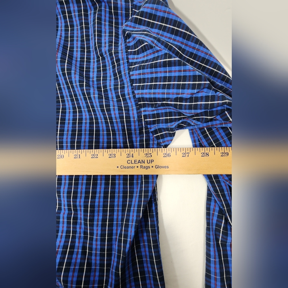 VINTAGE  Polo Ralph Lauren  Men's Pajama Top Plaid Size Extra Large Blue - Picture 9 of 10